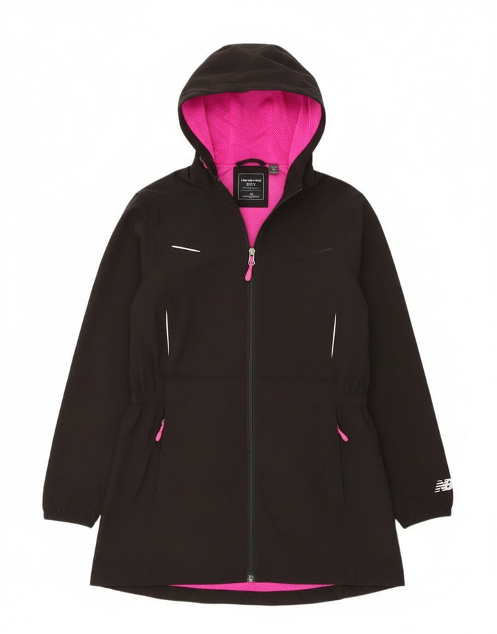 Capa de chuva com capuz feminino New Balance UK 14 poliéster preto médio