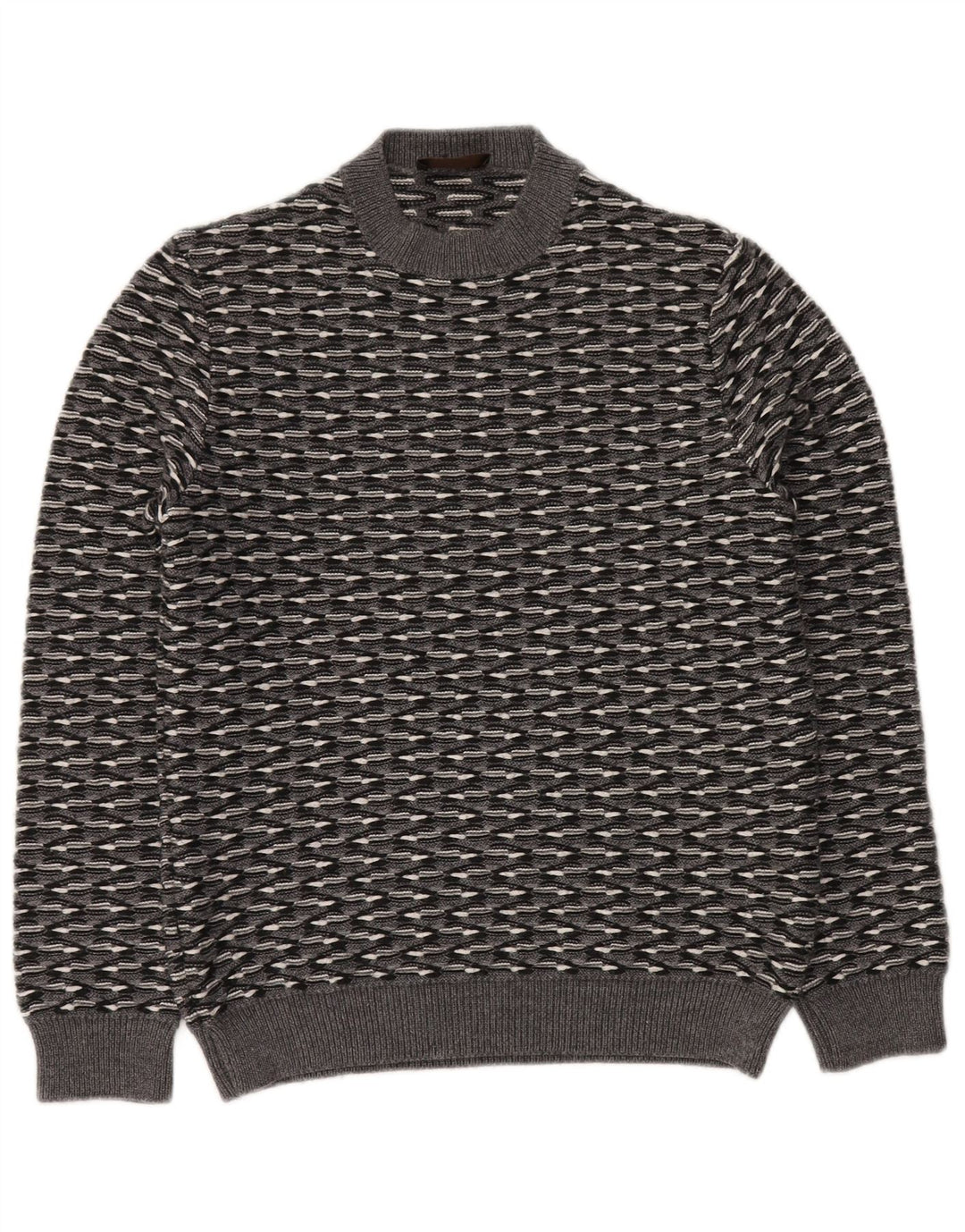 Suéter masculino RELIVE com gola redonda IT 46 lã listrada cinza pequena