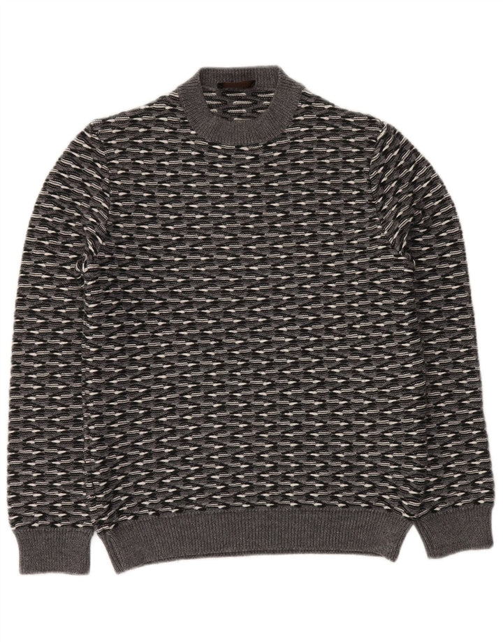 Suéter masculino RELIVE com gola redonda IT 46 lã listrada cinza pequena