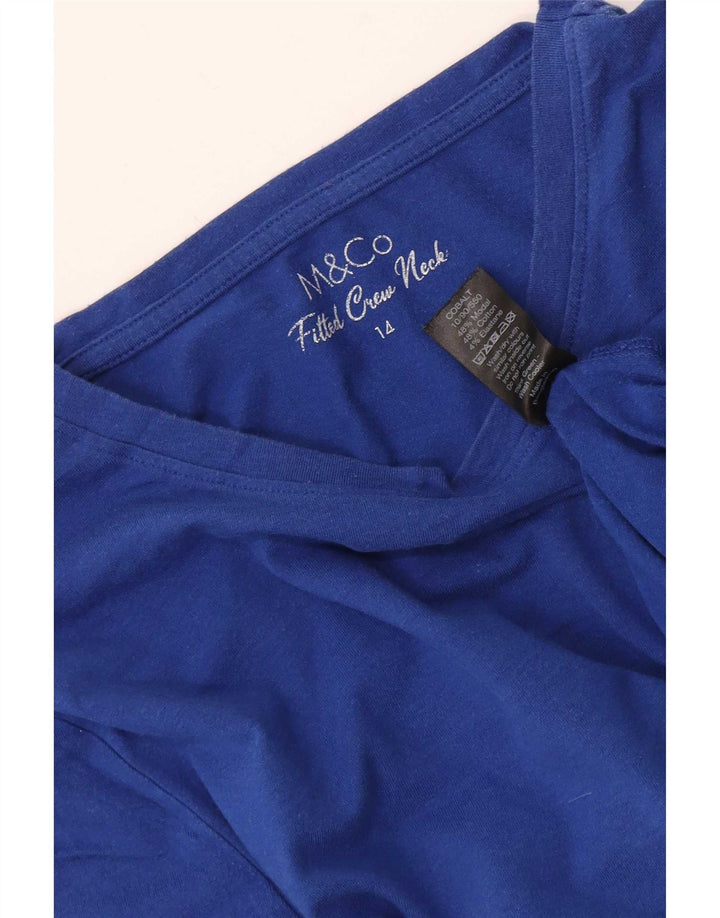 Top feminino M&Co manga comprida UK 14 modal azul médio