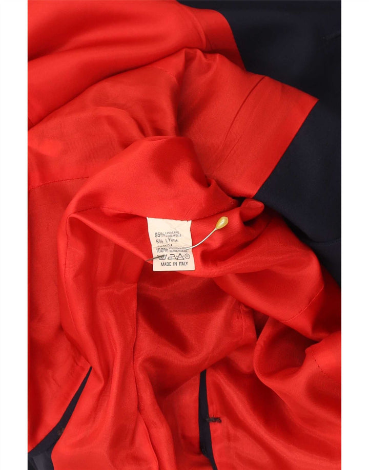Jaqueta blazer feminina vintage com 4 botões IT 42 lã azul marinho médio
