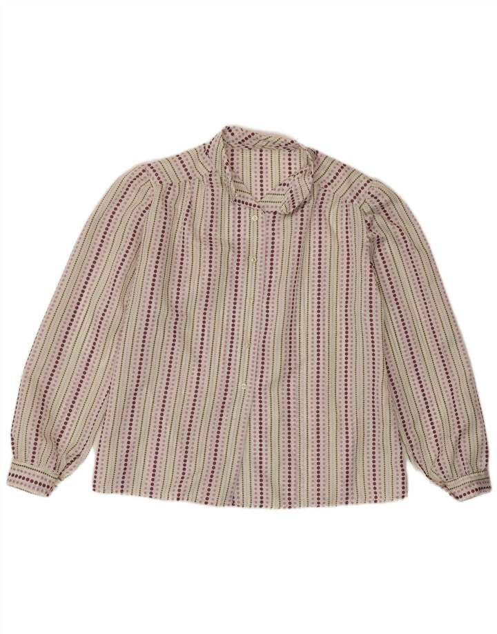 Camisa feminina vintage UK 14 média listrada multicolorida