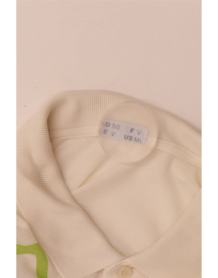 SERGIO TACCHINI Camisa polo masculina EU 50 médio off white algodão geométrico