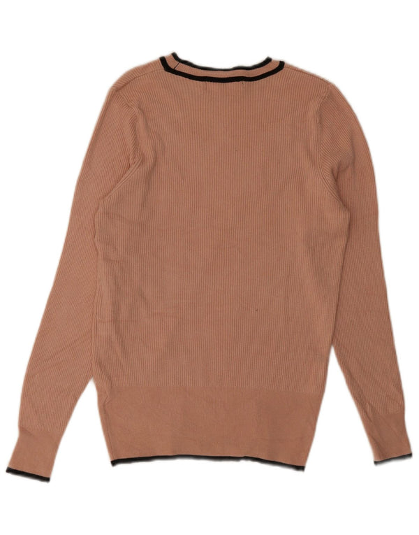 Blusa feminina Marks & Spencer UK 14 grande viscose listrada rosa