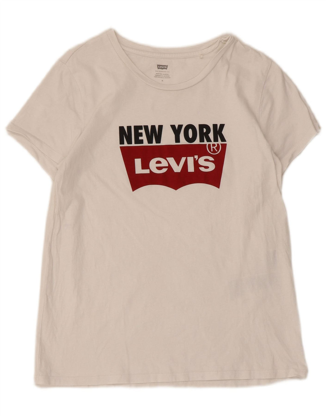 Camiseta feminina gráfica Levi's Top UK 12 algodão branco médio