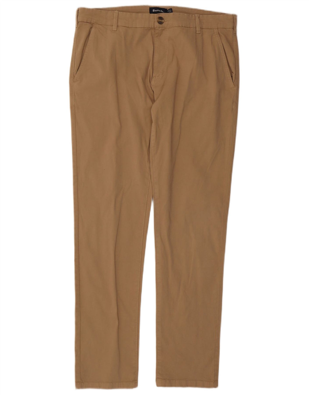 Calça masculina BENCH Slim Fit Chino W36 L31 Bege Algodão Clássico