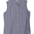 Camisa feminina sem mangas BENETTON IT 46 grande algodão azul