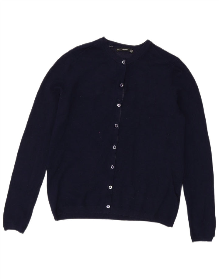 Suéter cardigã feminino ZARA Reino Unido 12 médio azul marinho
