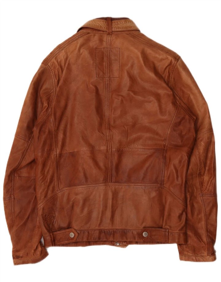 Jaqueta de couro masculina Tom Tailor Reino Unido 40 grande marrom