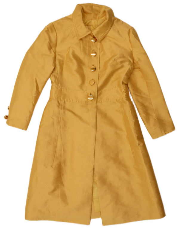 Sobretudo feminino vintage UK 8 pequeno amarelo