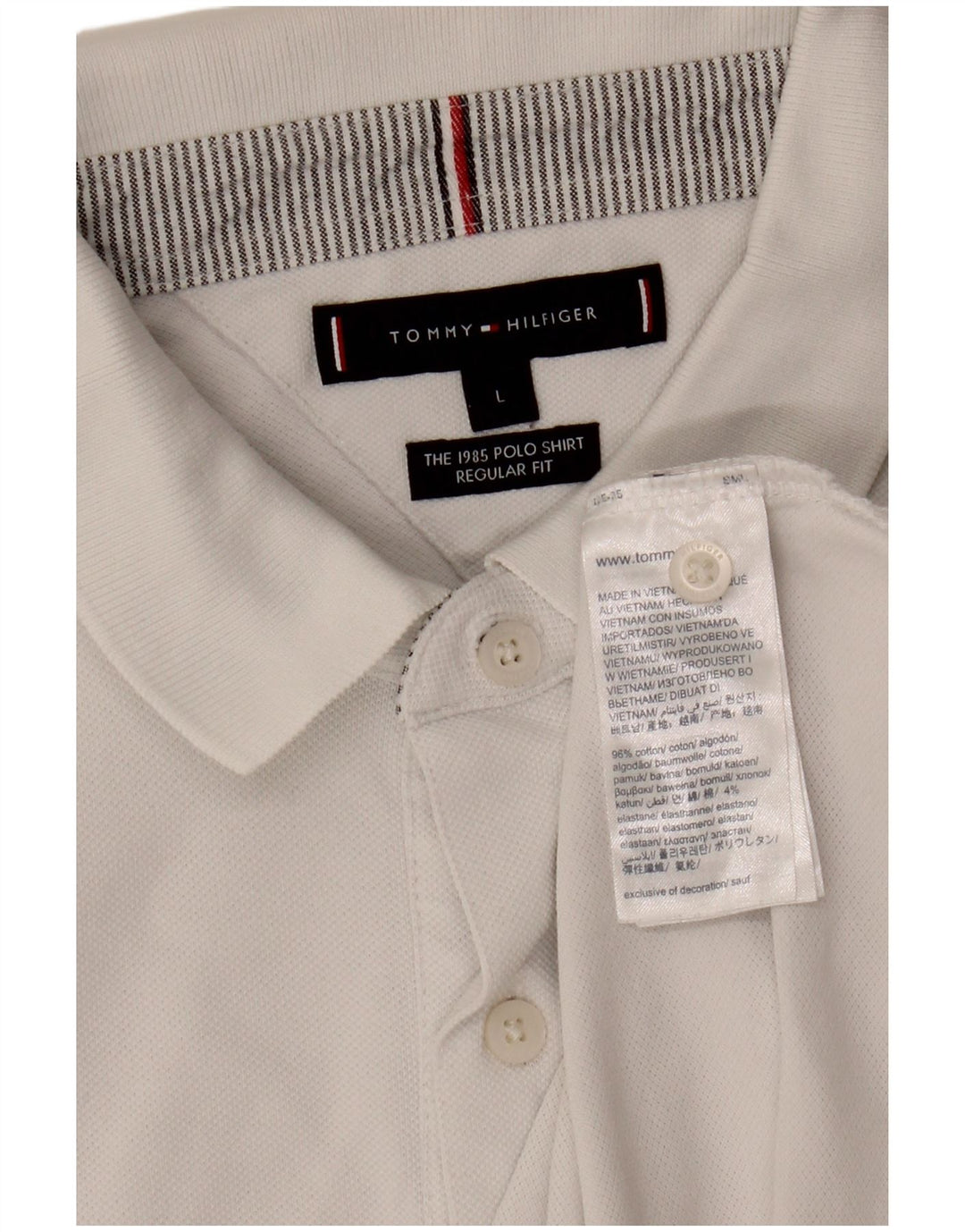 Camisa polo masculina TOMMY HILFIGER regular fit grande algodão branco