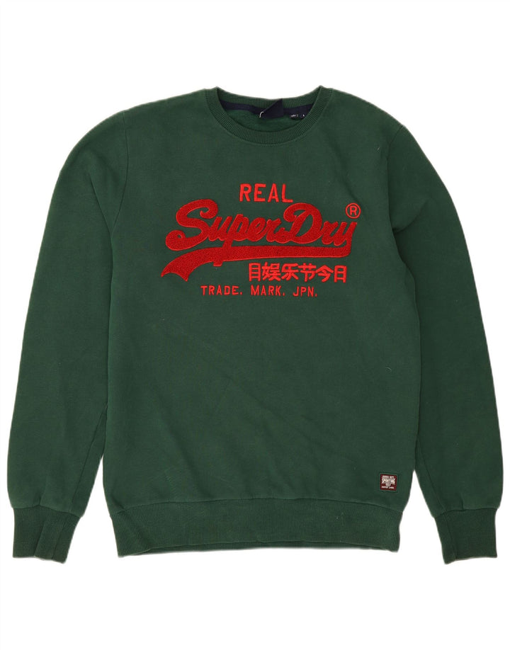 Superdry moletom gráfico masculino jumper grande algodão verde