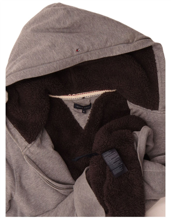 Tommy Hilfiger Suéter masculino com capuz Sherpa Zip 15-16 anos algodão cinza