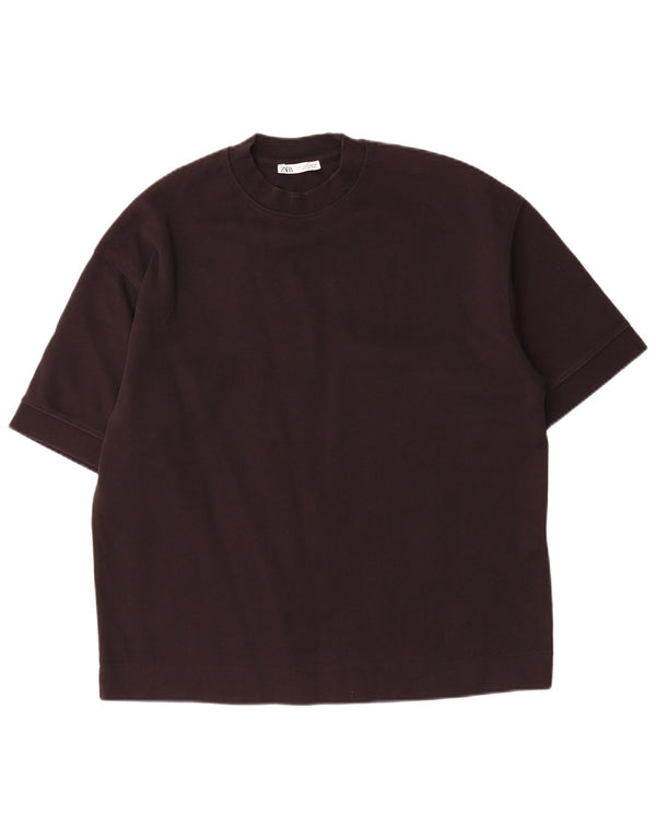 Camiseta masculina Zara Top pequeno algodão preto