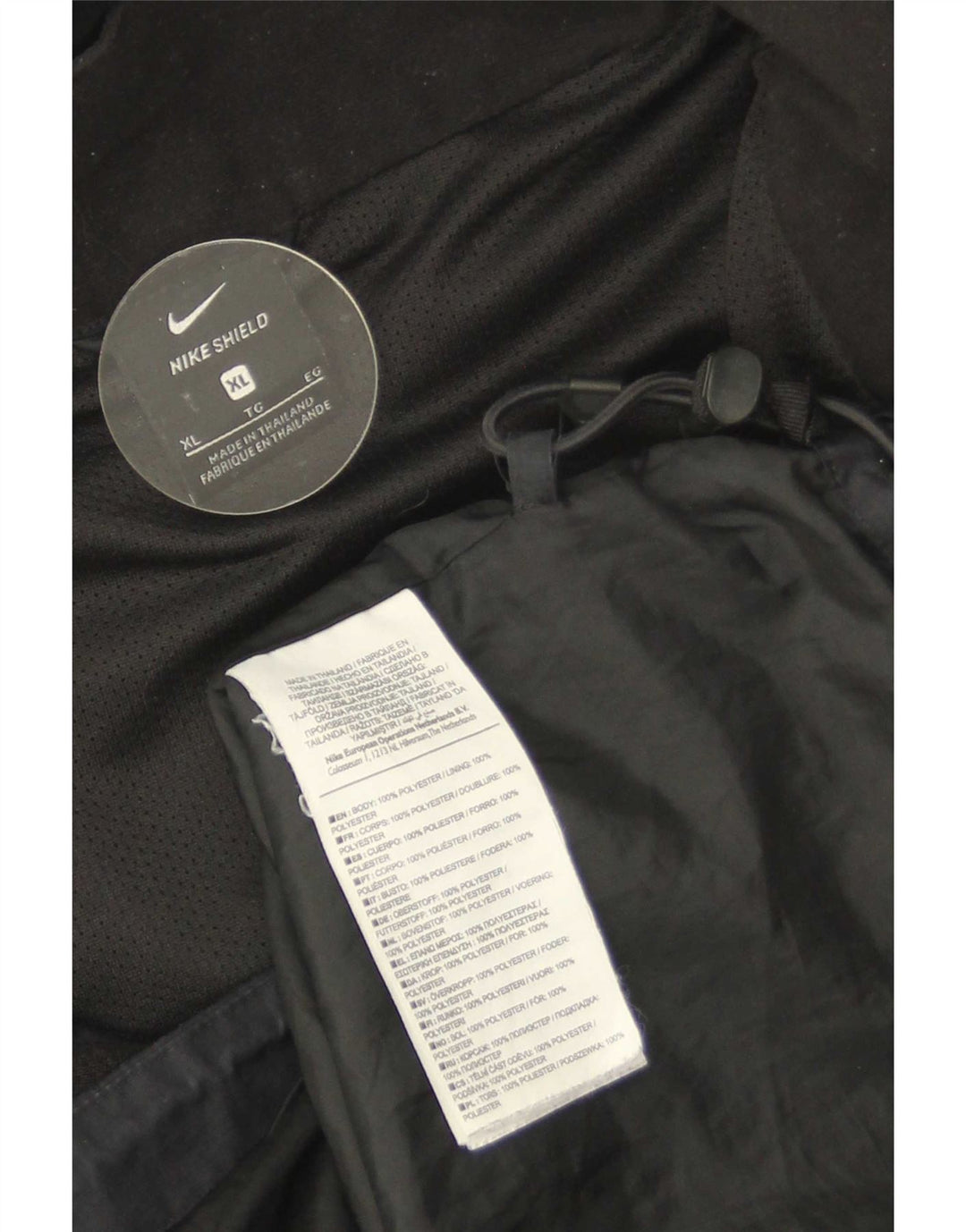 Jaqueta de chuva masculina Nike com capuz UK 42 XL poliéster preto