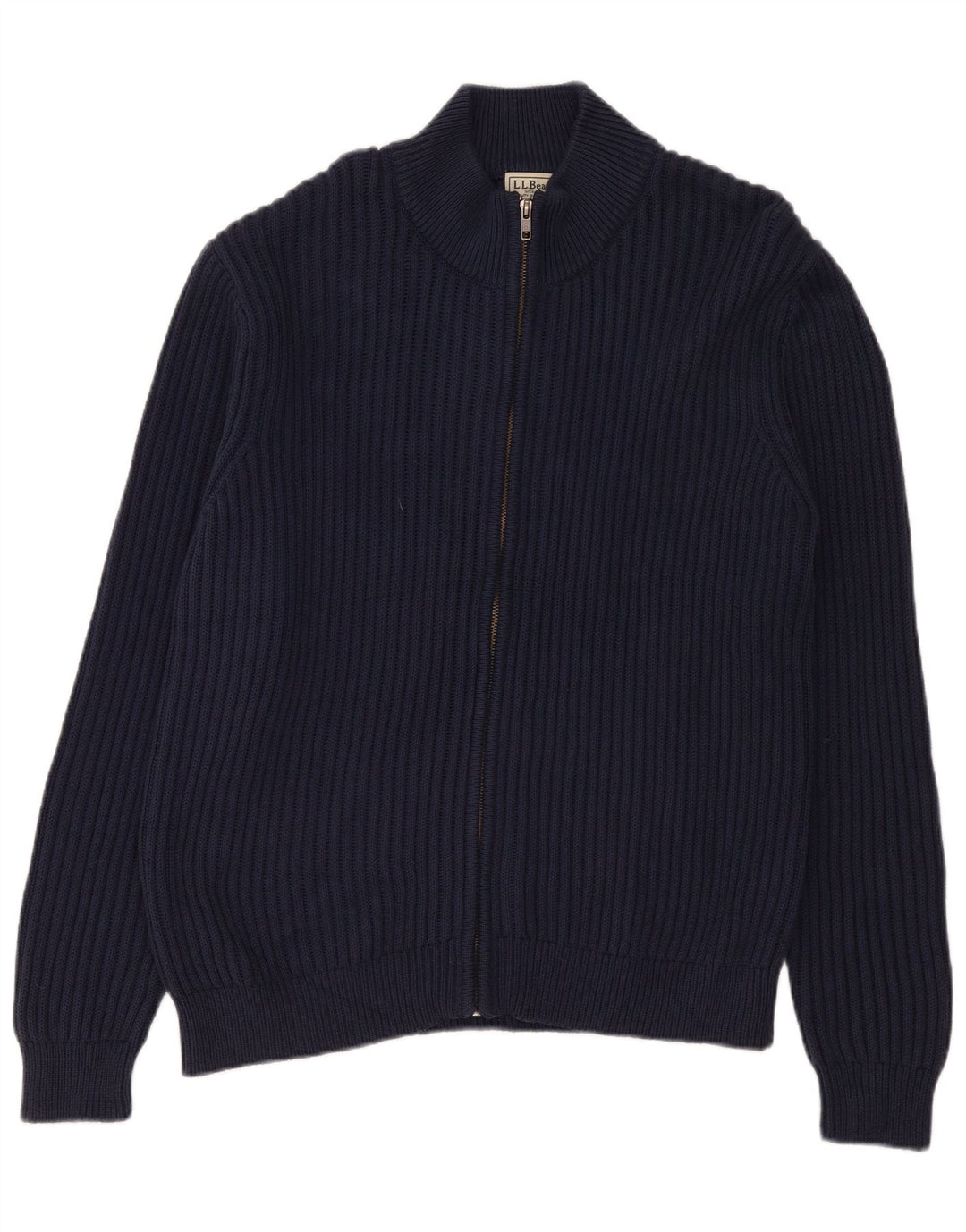 Suéter cardigã masculino L.L.Bean grande algodão azul marinho