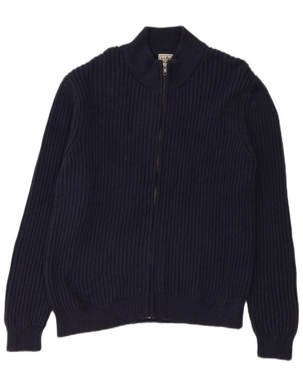 Suéter cardigã masculino L.L.Bean grande algodão azul marinho