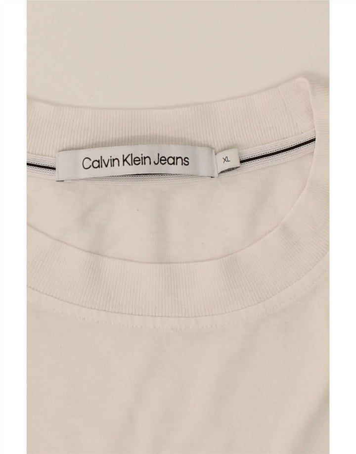CALVIN KLEIN JEANS Mens T-Shirt Top XL White Cotton Vintage Calvin Klein Jeans and Second-Hand Calvin Klein Jeans from Messina Hembry 