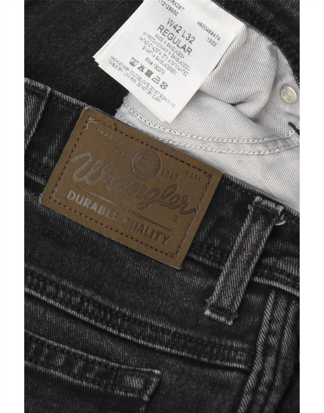 Wrangler Masculino Regular Straight Jeans W42 L32 Cinza Algodão