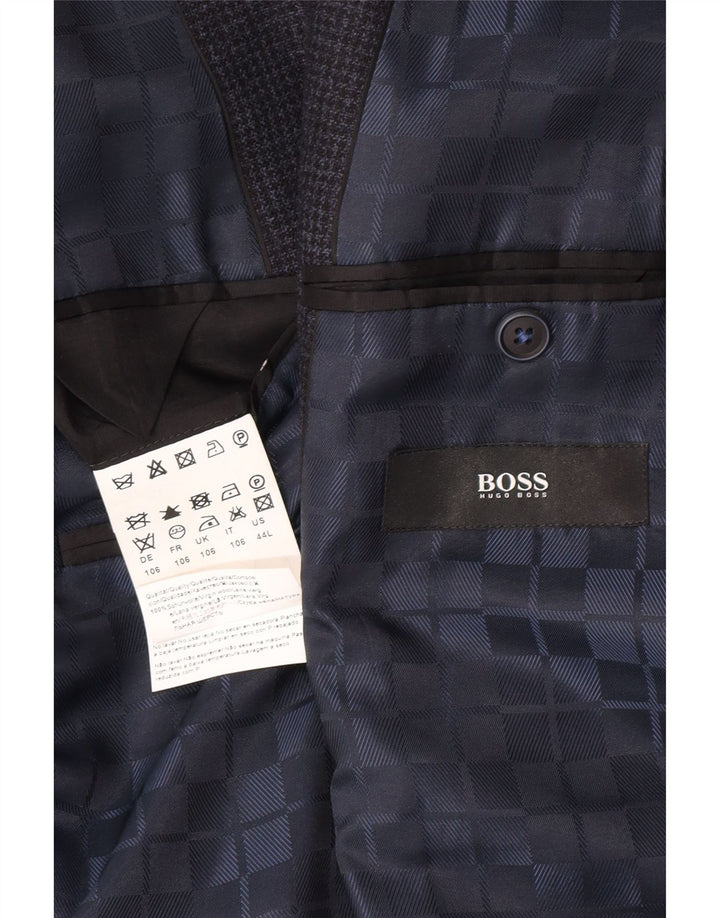 Jaqueta Blazer Masculina Hugo Boss com 2 Botões Reino Unido 42 XL Azul Marinho Houndstooth