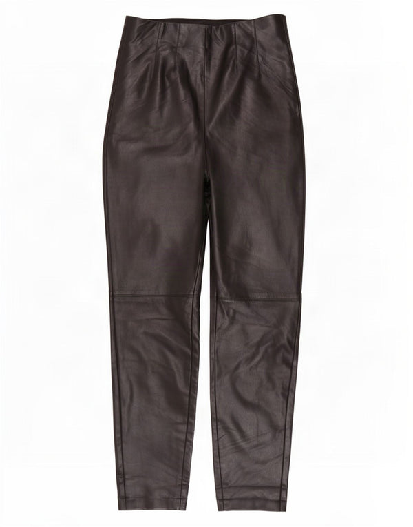 Calça feminina skinny de couro Zara pequena W26 L27 poliéster preto