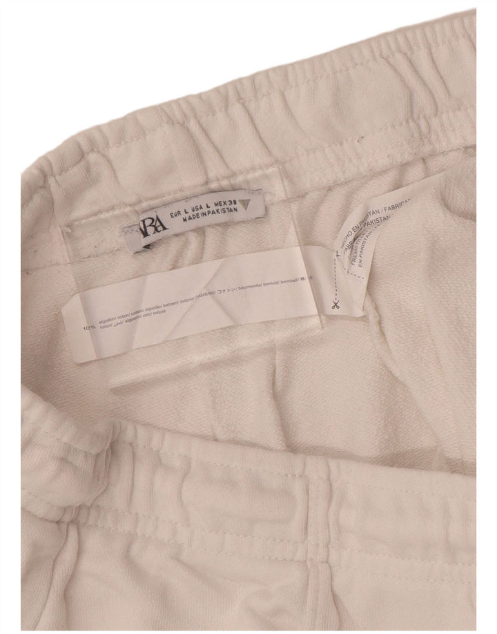 Calça de treino feminina Zara UK 16 grande algodão branco