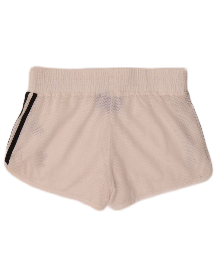 Shorts esportivos femininos ADIDAS UK 8 pequeno poliéster branco