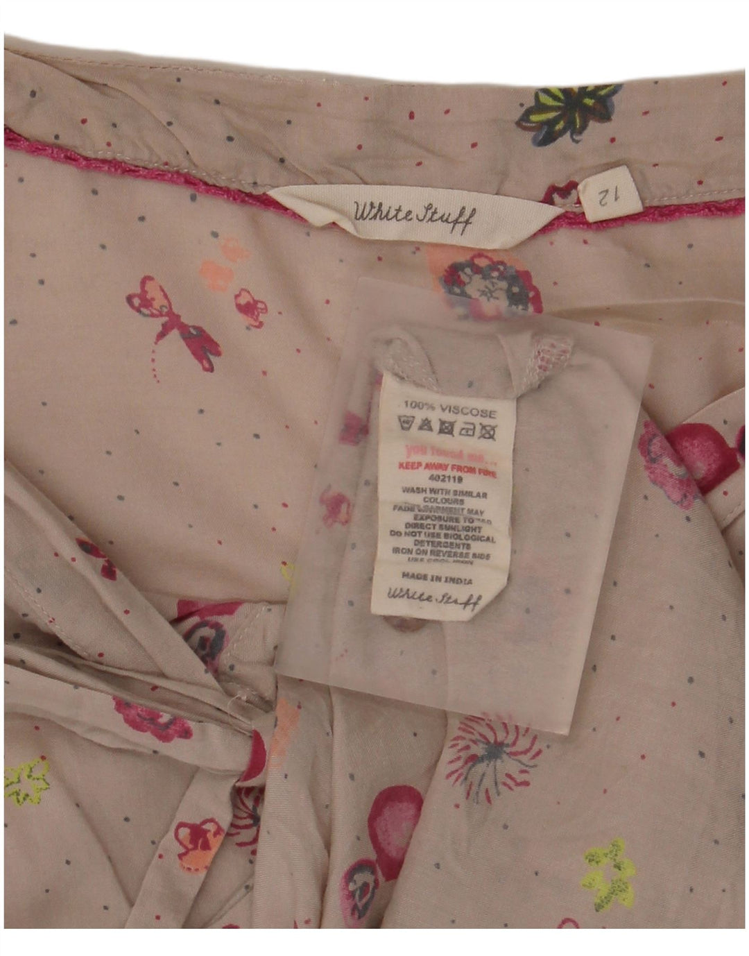 Blusa feminina White Stuff UK 12 Viscose floral bege médio