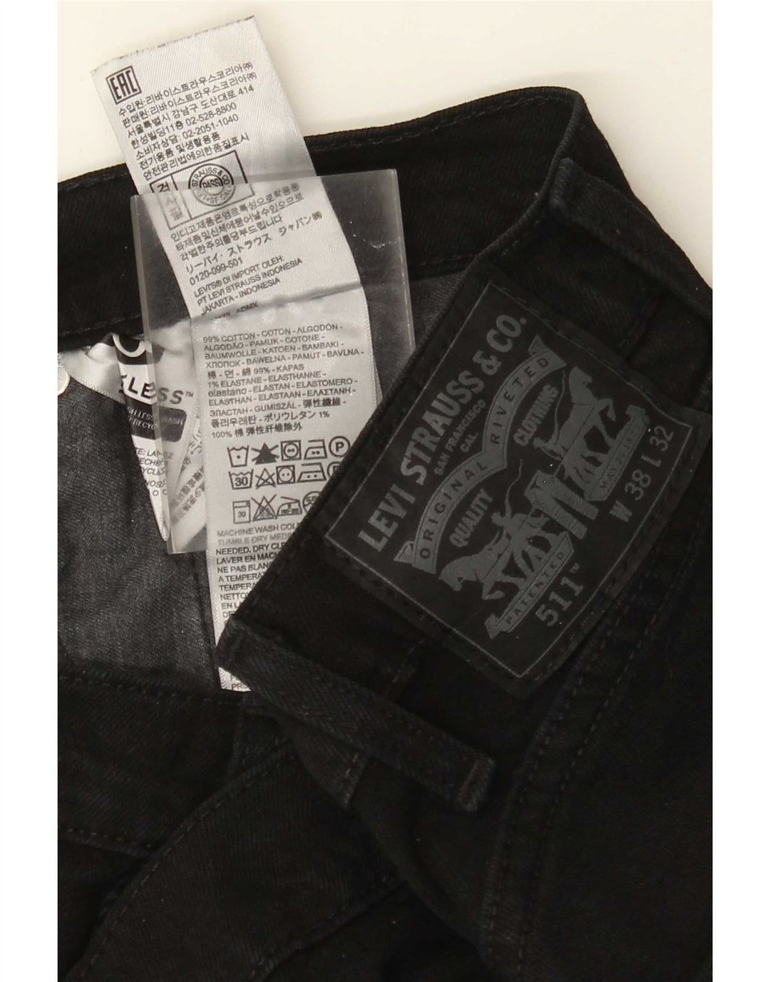 Jeans Levis 511 Slim Masculino W38 L32 Algodão Preto