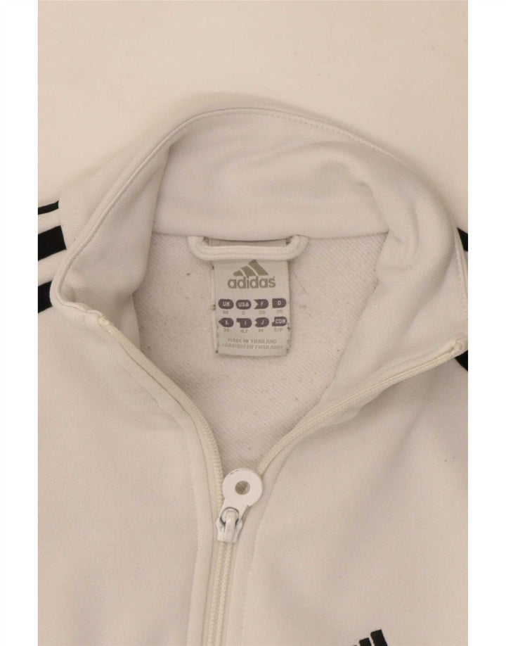 Adidas Womens Tracksuit Top Jacket UK 10 Pequeno Branco