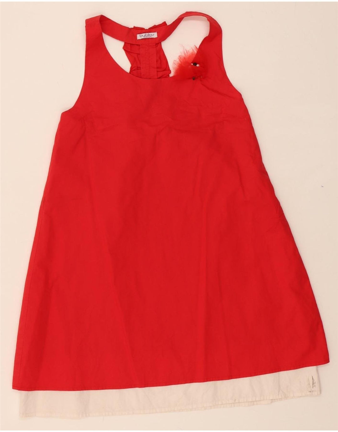 BYBLOS Girls A-Line Dress 8-9 Years Red Cotton Vintage Byblos and Second-Hand Byblos from Messina Hembry 