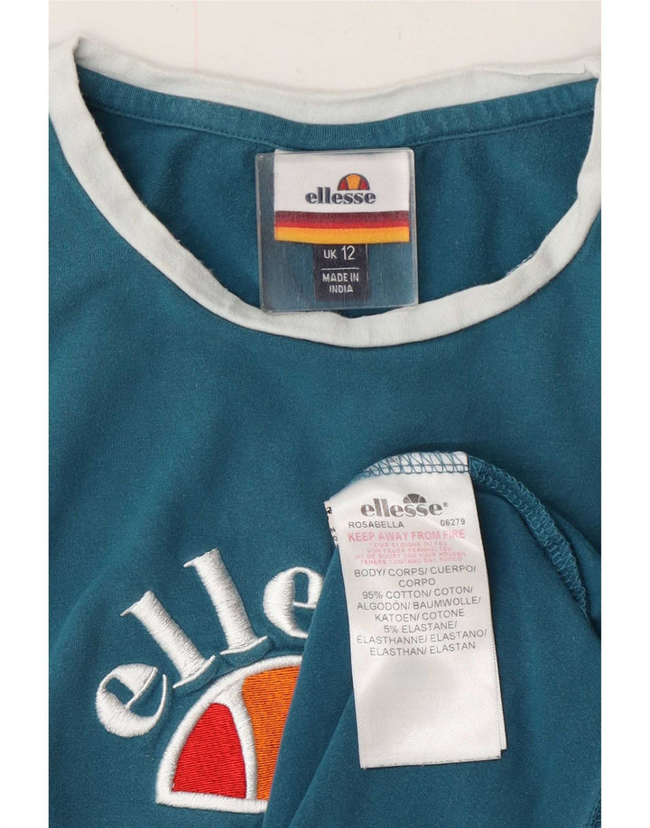 Camiseta feminina Ellesse com estampa gráfica UK 12 algodão azul médio