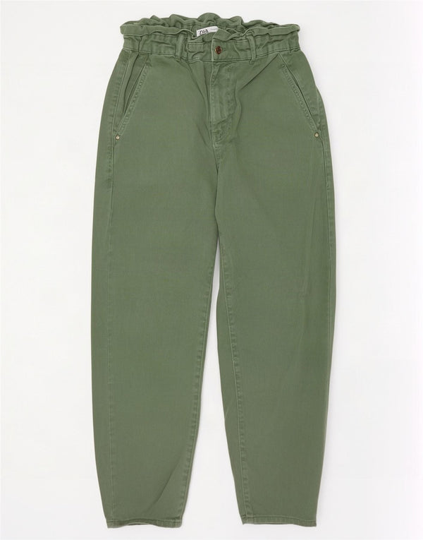 Calça jeans feminina cintura alta Zara EU 38 pequena W28 L26 algodão verde