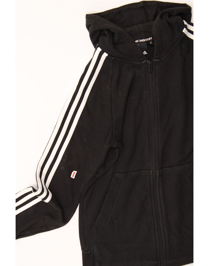 ADIDAS Girls Zip Hoodie Sweater 13-14 Years Black Cotton Vintage Adidas and Second-Hand Adidas from Messina Hembry 
