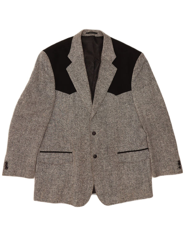 Jaqueta blazer masculina STOCKERPOINT com 2 botões UK 44 2XL cinza colorblock lã