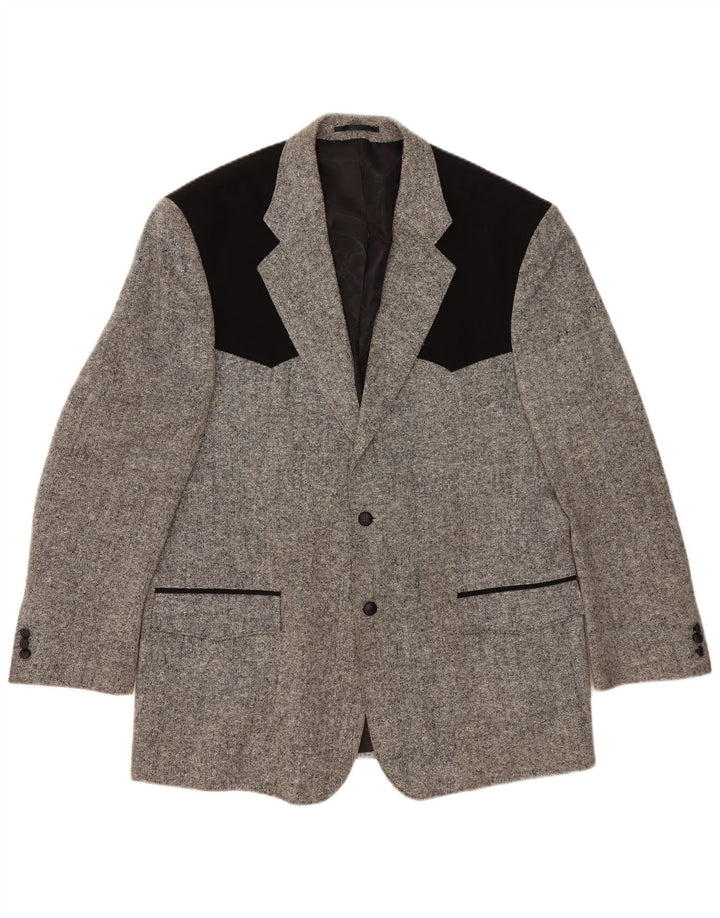 Jaqueta blazer masculina STOCKERPOINT com 2 botões UK 44 2XL cinza colorblock lã