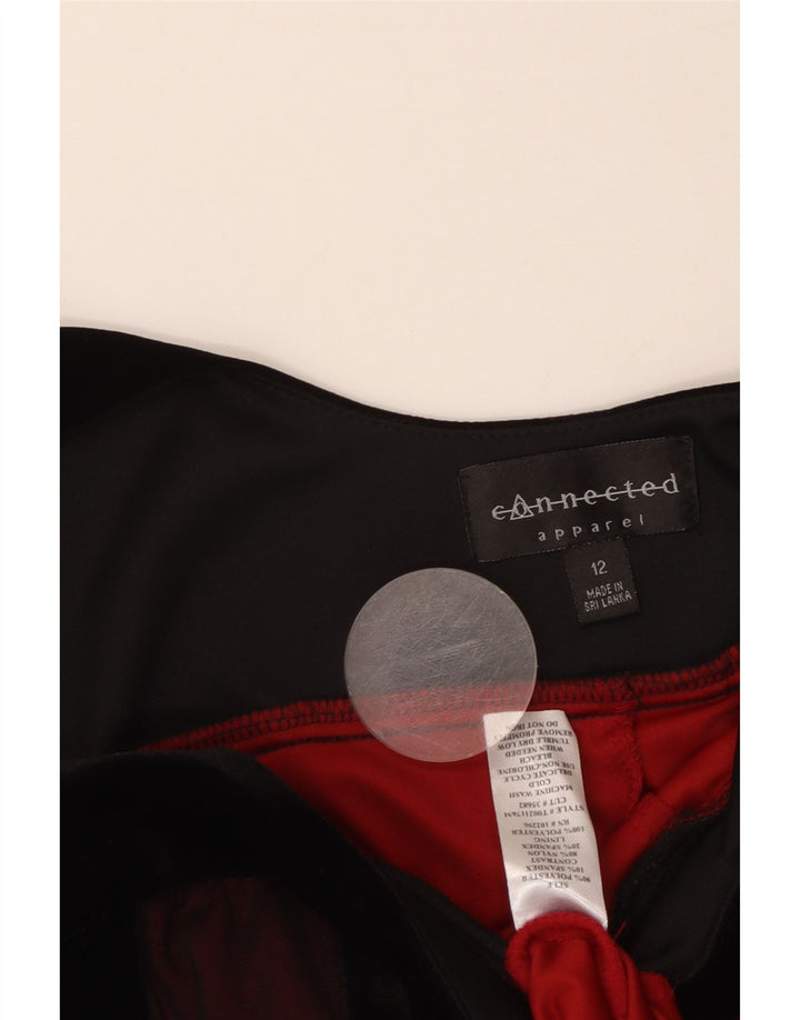 APPAREL Vestido feminino sem mangas evasê UK 12 médio listrado cor de vinho