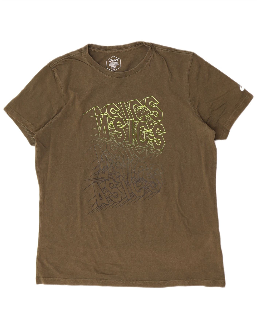 Camiseta gráfica masculina Asics Top grande algodão cáqui