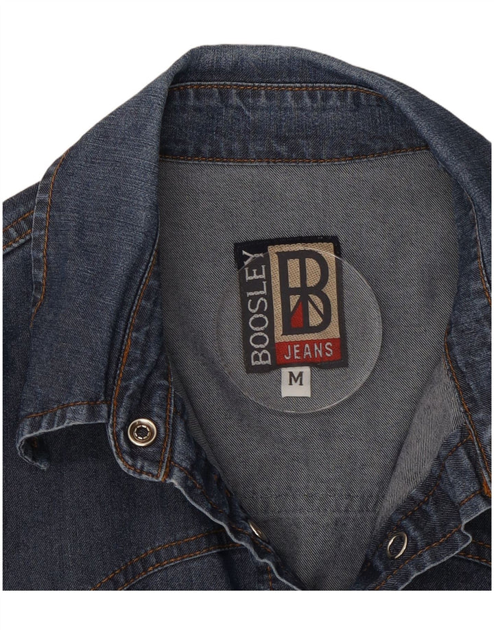 Camisa jeans feminina BOOSLEY Reino Unido 12 algodão azul médio