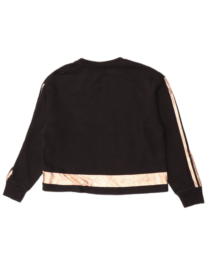 Dkny Suéter feminino oversized cropped UK 10 pequeno bloco colorido preto
