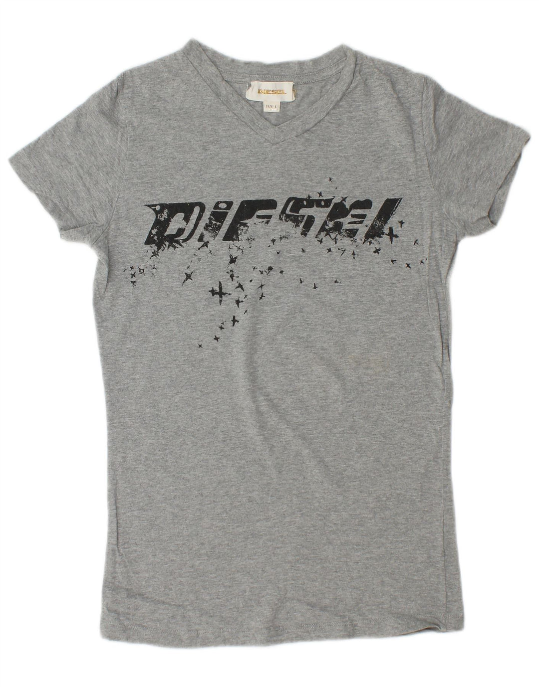 Camiseta feminina gráfica DIESEL UK 14 grande cinza