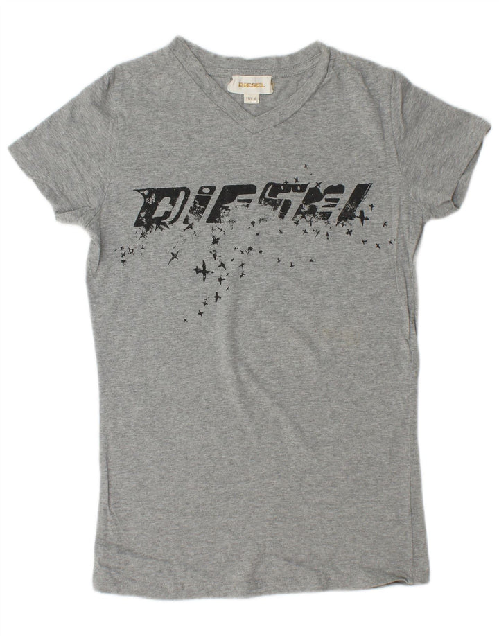 Camiseta feminina gráfica DIESEL UK 14 grande cinza