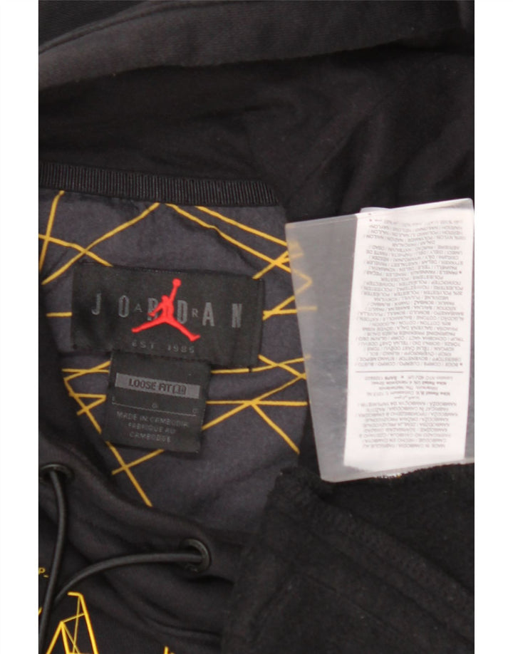 JORDAN Mens Paris Graphic Loose Fit Hoodie Jumper Grande Preto Geométrico