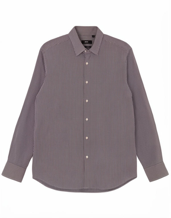 Camisa masculina de ajuste regular Hugo Boss tamanho 41 16 grande azul guingão