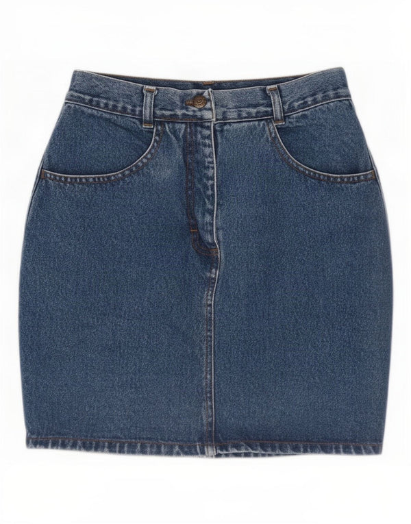 Saia jeans feminina vintage IT 44 médio W26 algodão azul