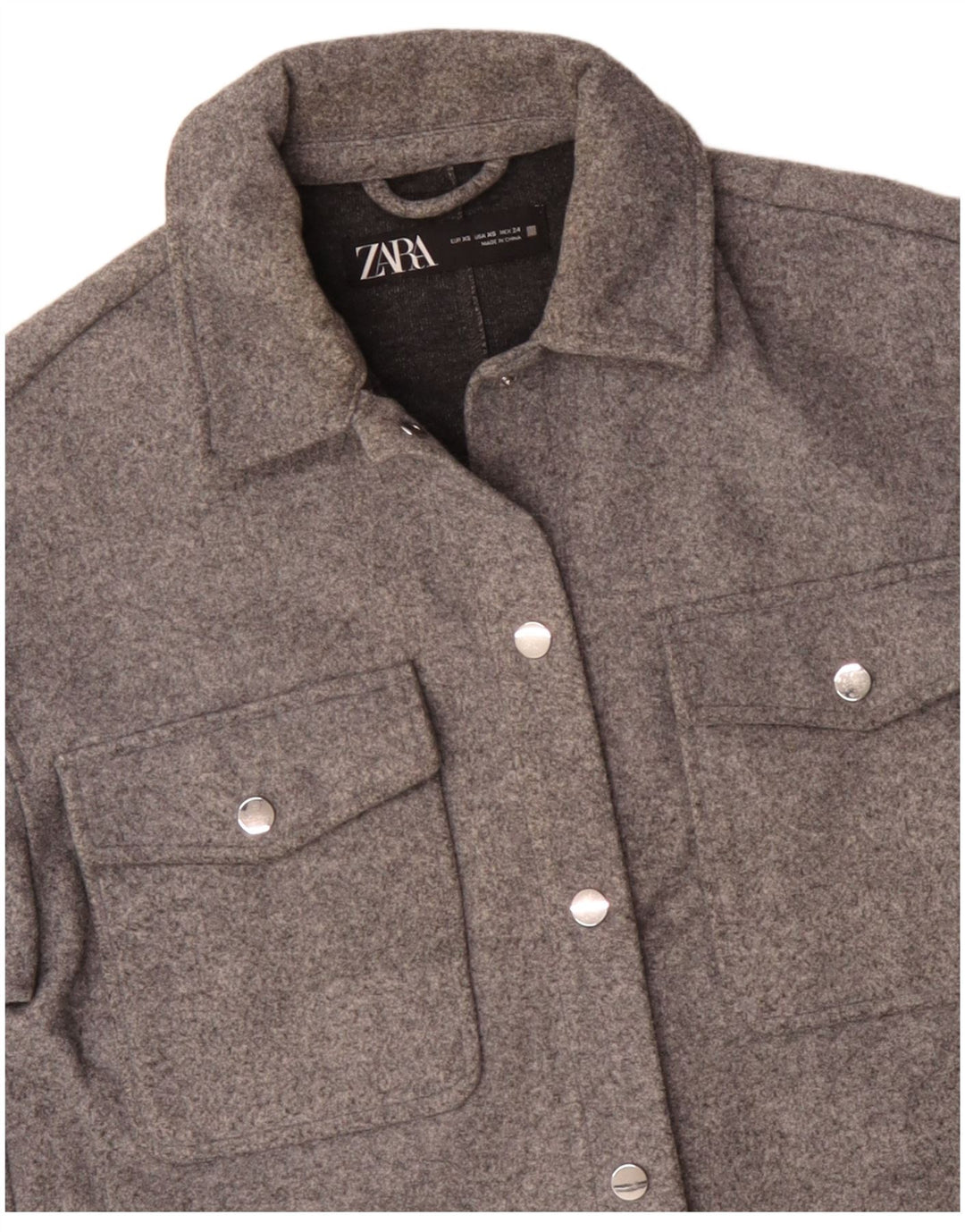 Zara Womens Oversized Bomber Jacket UK 6 XS Cinza Poliéster