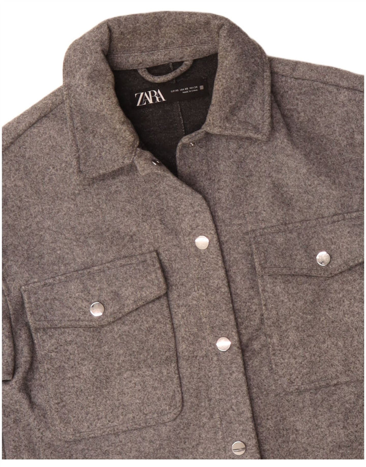 Zara Womens Oversized Bomber Jacket UK 6 XS Cinza Poliéster