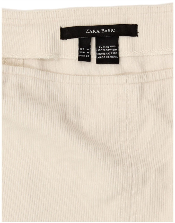 Zara Saia feminina de veludo cotelê médio W28 algodão branco