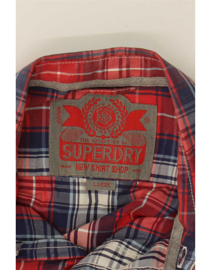 Camisa masculina de manga curta Superdry grande xadrez vermelho