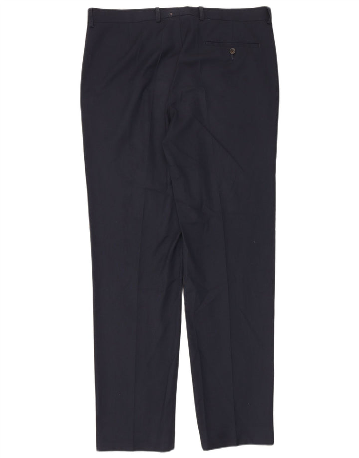 Calça masculina sob medida Marks & Spencer W36 L33 azul marinho poliéster